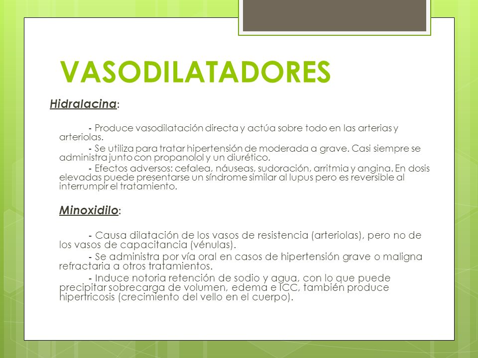 Medicamentos para la hipertensión arterial vasodilatadores
